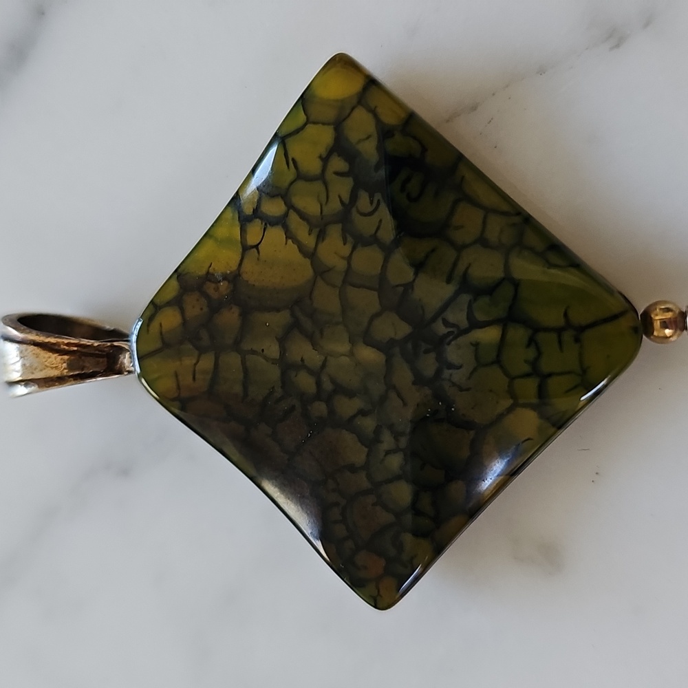💚HP💚Dragon Veins Agate Vintage Pendant - Picture 4 of 6